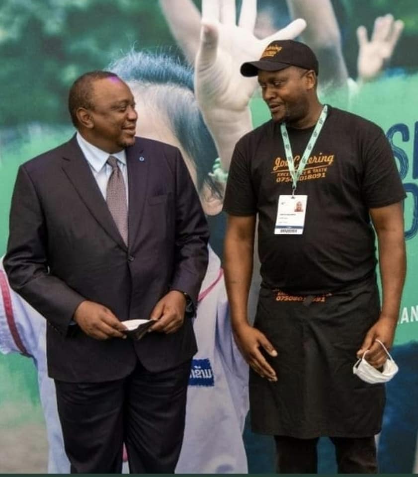joe catering with president Uhuru Kenyatta